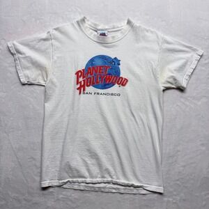 Planet Hollywood San Francisco Graphic T Shirt White Mens Size M Cotton